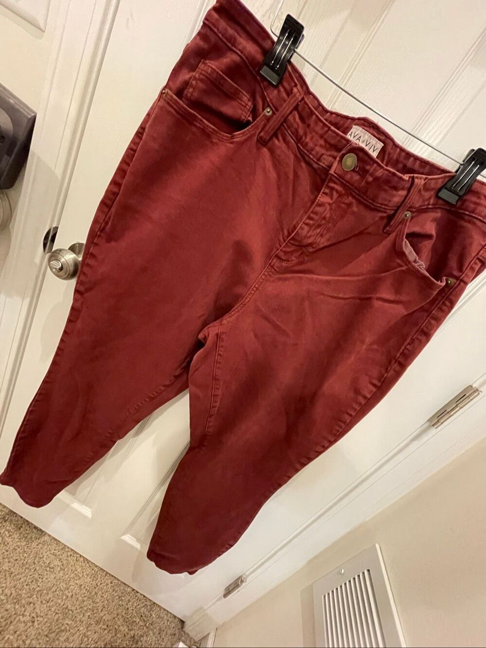 Ava & Viv 18W Burgundy Red Stretch Jeans Women’s Plus Size Denim